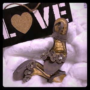 Women’s gray suede/rhinestones stilettos